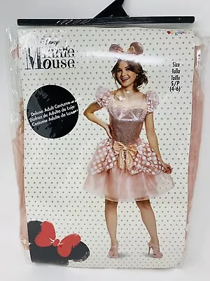 DISNEY Minnie Mouse Deluxe Costume **Rose Gold** Dress & Headband Size S (4-6) • $39.95