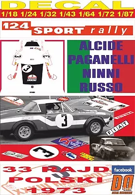 DECAL FIAT 124 ABARTH RALLYE A.PAGANELLI R.POLSKI 1973 DnF (01) • $34.09