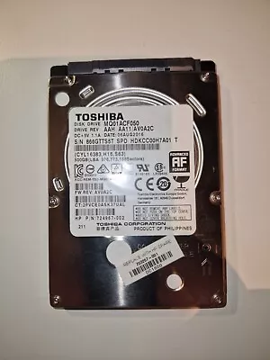 Toshiba MQ01ACF050 500gb 2.5  Slim Hard Drive 7mm SATA III 7200 RPM • £5