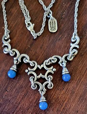 $683.10 • Buy Retired James Avery Blue Chalcedony Scroll Necklace With JA Box/Pouch!