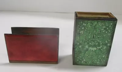 2 Vintage Metal And Enamel Match Matchbox Holders Cases • $15.99