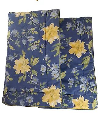 2 Laura Ashley Pillow Shams King Size 20X36 Emilie Rose Blue Floral Shabby Chic • $21.88