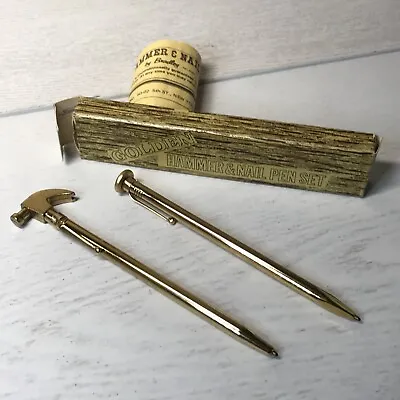 Vintage Bradley Writing Instrument Gold Tone Pen Set Hammer & Nail  In Box • $21