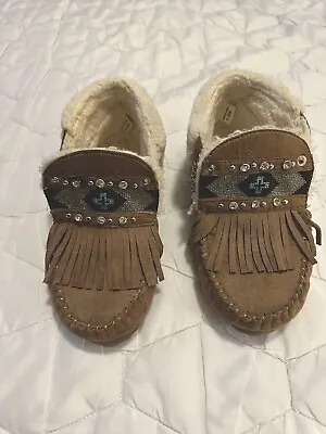 Montana West Embroidered Moccasins Size 8 Lace Up Ankle EUC • $19.99