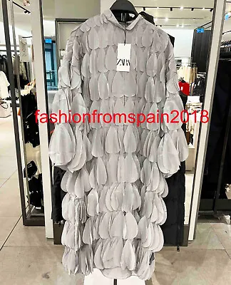 $136.45 • Buy Zara New Woman Long Coat With Metallic Hearts Silver S,m,l 3920/137