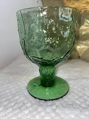 Morgantown Crinkle Green Textured Footed Beer Glass 5..5 ” Ht Vintage • $9