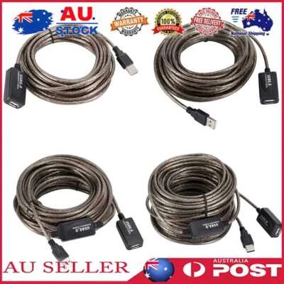 $18.89 • Buy 5/10/15/20m USB 2.0 Extension Cable Male To Female Active Repeater Extender Cord