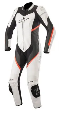$828.29 • Buy Alpinestars STELLA KIRA 1PC (1231) LEATHER Motorcycle SUIT - White / Red / Fluo