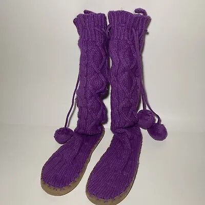 Rare Victoria’s Secret PINK Muk Luk Sweater Boots/Slippers 5/6 SMALL Purple • $39.99
