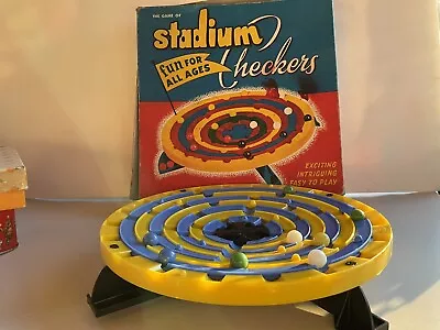 Vintage 1952 Stadium Checkers Family Game Schaper Games *BOX • $10