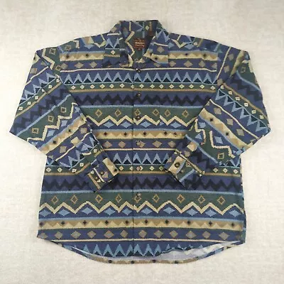 Vintage Aztec Chamois Shirt Mens XL Colorful Western Pocket 90s Y2K J Riggins • $21.95