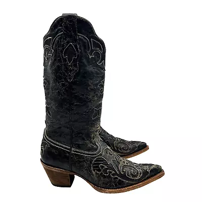 Corral Vintage C2108 Lizard Overlay Cowboy Western Boots Women's Size 7 M • $66.49