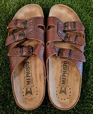 MEPHISTO Zach Brown Leather Sandals Straps Buckles EU 44 US Mens 10-10.5  • $49