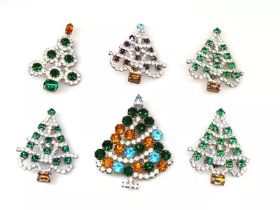 Lot Of 6 Pc. Vintage Christmas Trees Pins/Brooches - FREE SHIPPING • $49.90