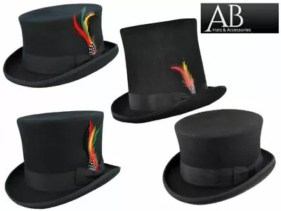 Top Hat Wool Fancy Dress Ascot Cosplay Wedding Stovepipe Formal Satin Lining • £39.99