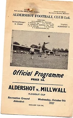Aldershot Town V Millwall 9/10/57 Southern Floodlight Cup • £3