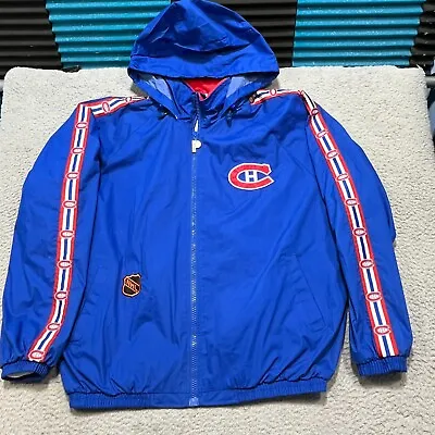 Montreal Canadiens Jacket Parka Mens 2XL Blue Pro Player Full Zip Vintage 80s • $103.99