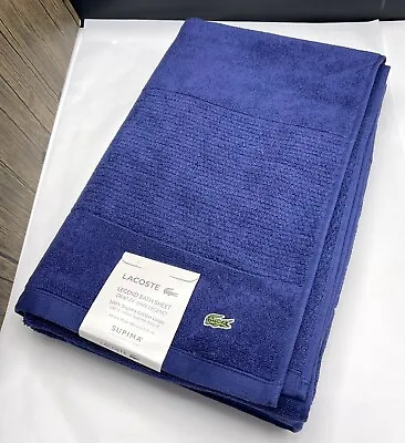 Lacoste $70 Legend Towel 100% Supima Cotton Single Bath Sheet 35  X 70  Navy • £38.01