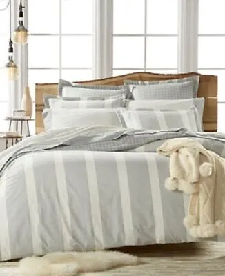 Martha Stewart Collection Willow Stripe Made In Turkey Cotton Flannel Duvet TWIN • $58.83