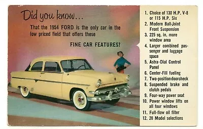 1954 Ad PC: 1954 Ford 130HP V-8 Or 115HP Six • $9.95