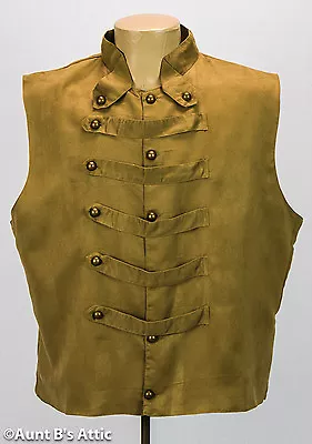 Steampunk Vest Brown Suede Like Men's Military Uniform Style Lined Costume Vest • $49.98