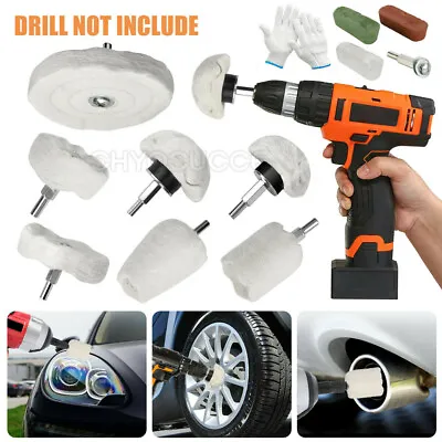 £4.25 • Buy Cotton Car Polishing Buffing Pads Wheel Mop Drill Kit For Metal Grinder Polisher