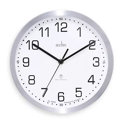 Acctim Mason Wall Clock Radio Controlled Brushed Metal Aluminium 25cm • £37.95