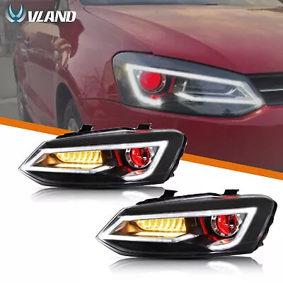 Dual Beam LED Headlights W/Red Demon Eyes For VW Polo 2011-2017 Sequential Turn • $435.99