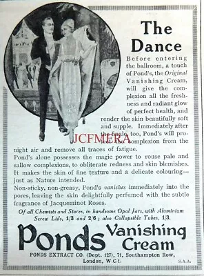 POND'S Vanishing Cream Toiletries 'The Dance' Advert : Antique 1920 Print • £1.75