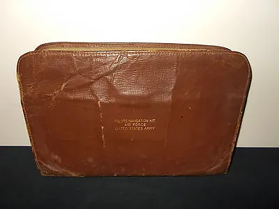 VTG-United States Air Force Army WWI WWII Leather Briefcase Pilots Kit • $184.93