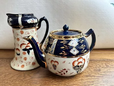 Stunning Earthenware Sadler Burslem ‘Imari’/Gaudy Welsh Pattern Teapot And Jug • £15