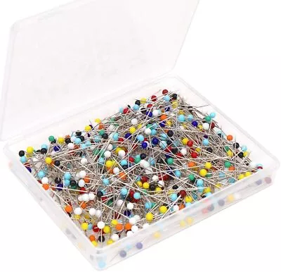 Glass Head Pins 500 Pieces Long 38mm For Dressmaking Assorted Colour H&S • £7.99