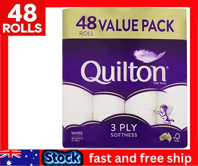 48x Quilton Toilet Paper Tissue Rolls 3-Ply 180 Sheets - Free Postage Best Price • $33.99
