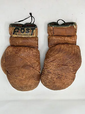 Boxing Gloves VTG 1950's Leather POST Man Cave Barware Display Lace Up • $159.99