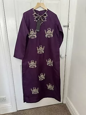 Vanya Pakistani Designer Embroidered Zari Suit Purple 3 Piece Small Eid • £27
