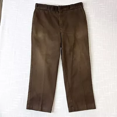 80s Dickies 874 Work Slacks Pants 39x28 Loose Baggy Talon Zip Vtg Faded Brown • $26.99