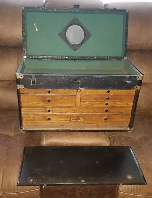 Antique Oak Machinists Toolbox Chest 7 Drawer • $285