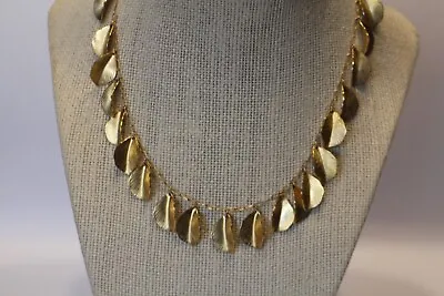 Vintage Crown Trifari Leaf Necklace Goldtone • $35.58