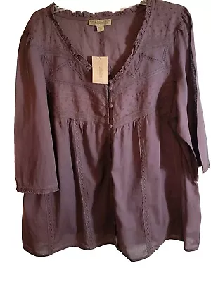 NWT XL NINE WEST VINTAGE AMERICA BLOUSE  COLOR DK ROAST BROWN  100% Cotton  • $14.50