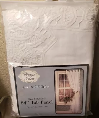 NEW Vintage Home Hand Embellished Tab Panel Sophia Battenburg Lace 35  X 84  • $22