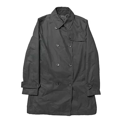 Uniqlo Classic Trench Coat Black Double Breasted Mackintosh Belted Womens Medium • £15.16