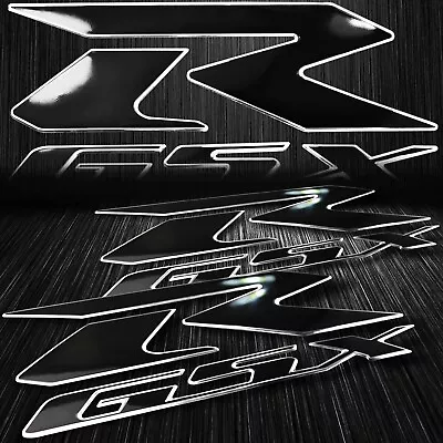 2x 6.25 ABS 3D Emblem Decal Fairing Logo Sticker Suzuki GSXR Black/Chrome Silver • $16.88