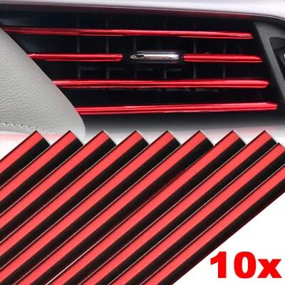 £3.58 • Buy 10Pcs Car Interior Decoration Air Vent Outlet Cover Sticker Strip Moulding Red