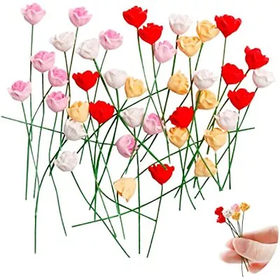 40Pcs Handmade 1:12 Scale Miniature Rose Bouquet DollHouse Flowers Plant Garden • $13.99