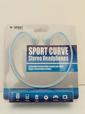 Vibe Sound Sport Curve Stereo Sky Blue Headphones • $7