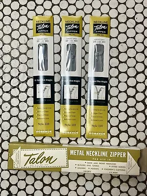 Vintage Talon Zipper 3 Pack Deadstock NOS Metal Neckline Zipper 20  Smoke Grey • $20