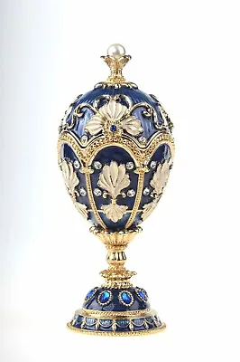 Keren Kopal Blue Music Egg  Trinket Box Decorated With Austrian Crystals • $138