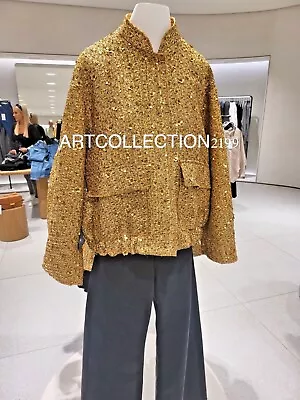 Zara New Woman Fw 2023-2024 Zw Collection Sequin Jacket Gold Xs-l 7925/993 • $146.99