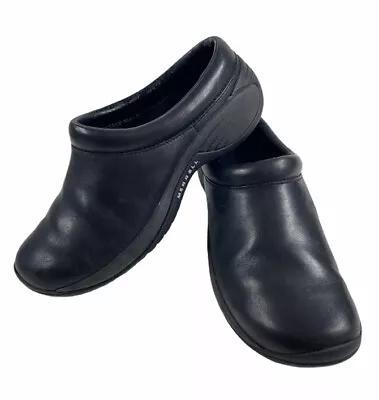 Merrell Mules Encore Nova Black Leather Clogs Womens 6.5 Shoes Slip On Comfort • $39.99