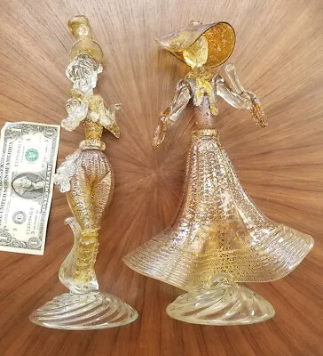 PR Vintage 13  Italian Venetian Murano Glass Man/Woman Dancer Figurines - EX! • $299.99